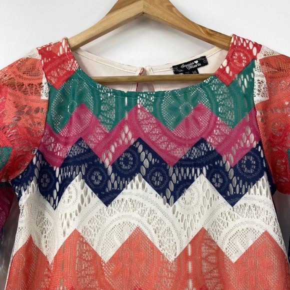 Sequin heart multicolor lace A line summer spring tunic - Picture 9 of 13